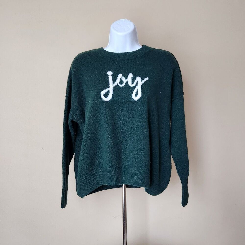 CeCe Womens Small Windsor Moss Green Joy Sweater Holiday Pullover Soft Knit